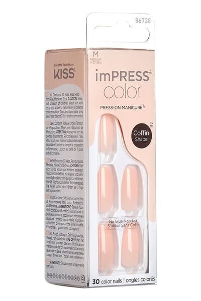 Kiss Impress Color Kendinden Yapışkanlı Takma Tırnak Medium - Bubble Kiss - 1 Adet