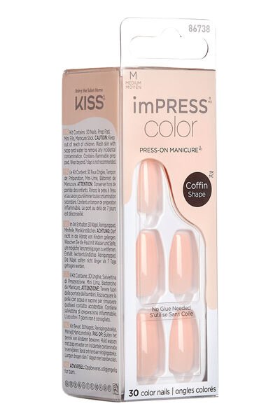 Kiss Impress Color Kendinden Yapışkanlı Takma Tırnak Medium - Bubble Kiss - 1 Adet