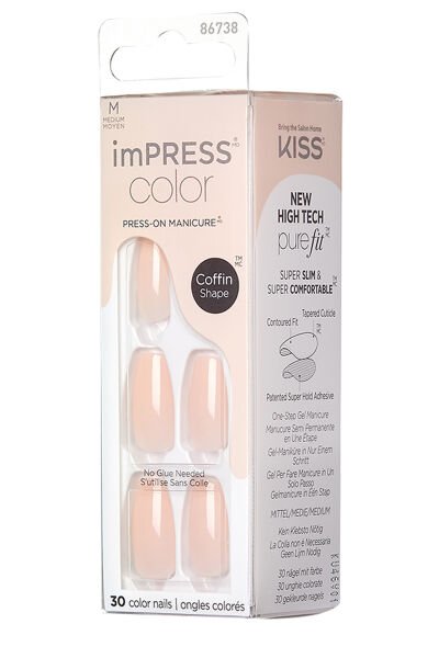 Kiss Impress Color Kendinden Yapışkanlı Takma Tırnak Medium - Bubble Kiss - 1 Adet