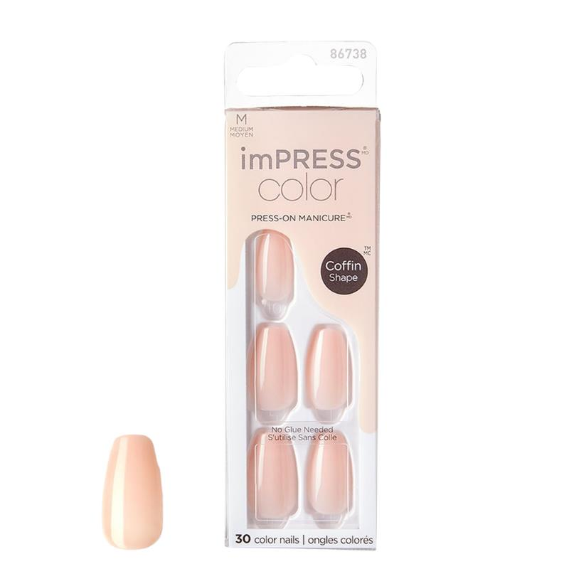 Kiss Impress Color Kendinden Yapışkanlı Takma Tırnak Medium - Bubble Kiss - 1 Adet