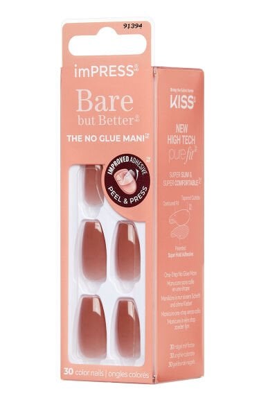 KİSS Impress Kendinden Yapışkanlı Takma Tırnak Küt Uzun Nude Ombre