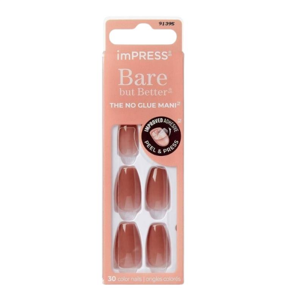 KİSS Impress Kendinden Yapışkanlı Takma Tırnak Küt Uzun Nude Ombre