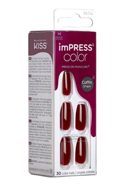 Impress Color Kendinden Yapışkanlı Takma Tırnak Uzun Bordo