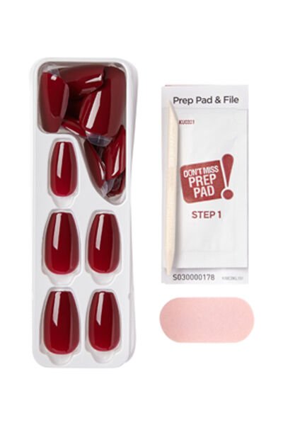 Impress Color Kendinden Yapışkanlı Takma Tırnak Uzun Bordo