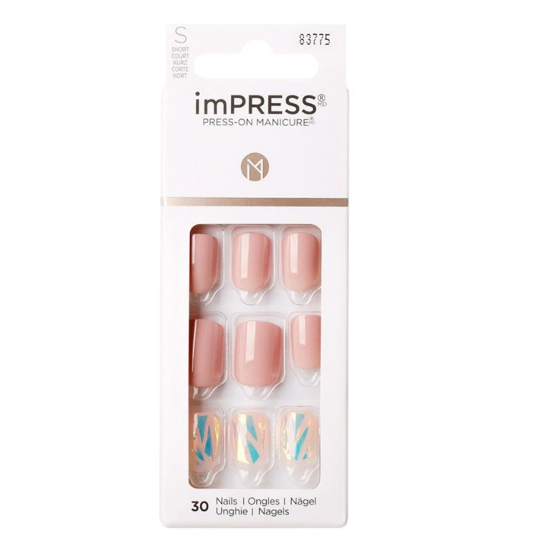 Impress Kendinden Yapışkanlı Nude Takma Tırnak Kısa Taşlı