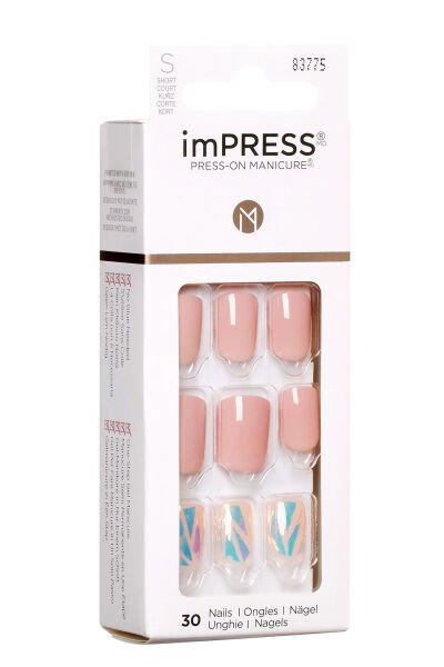 Impress Kendinden Yapışkanlı Takma Tırnak Kısa Nude Taşlı