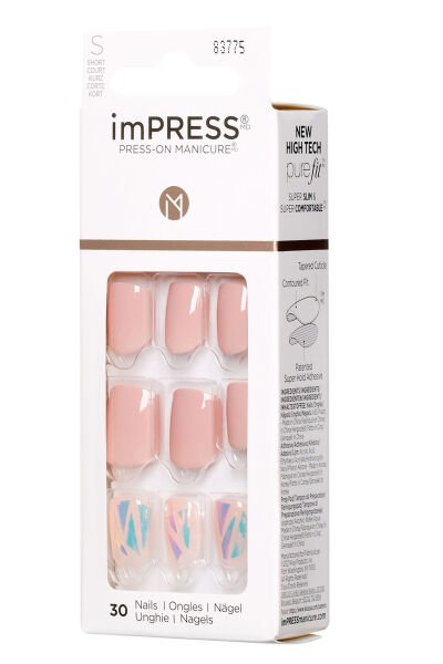 Impress Kendinden Yapışkanlı Takma Tırnak Kısa Nude Taşlı