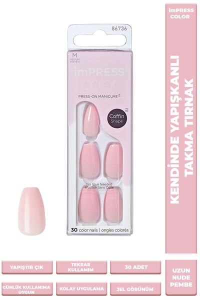Impress Color Kendinden Yapışkanlı Takma Tırnak Medium - Pink Dream
