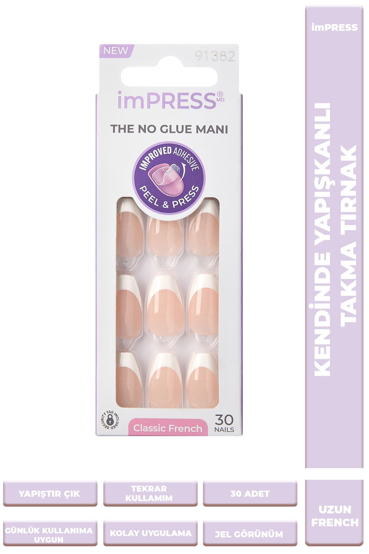 Impress Kendinden Yapışkanlı Takma Tırnak Uzun French