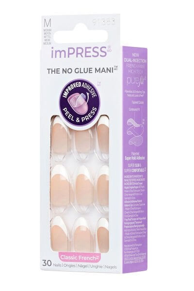 imPRESS Kendinden Yapışkanlı Takma Tırnak Uzun Oval French