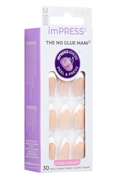 imPRESS Kendinden Yapışkanlı Takma Tırnak Uzun Oval French