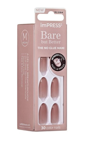 Impress Kendinden Yapışkanlı Takma Tırnak Oval Uzun Nude Ombre