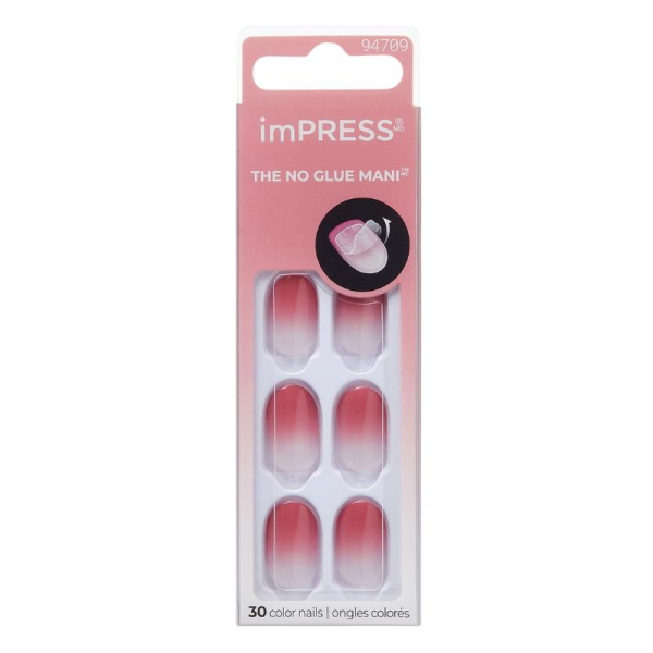Impress Kendinden Yapışkanlı Kısa Ombre Pembe Takma Tırnak
