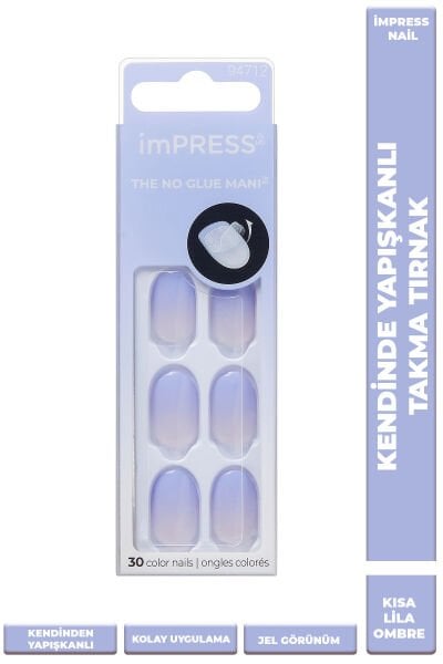 Impress Kendinden Yapışkanlı Takma Tırnak Kısa Ombre Lila