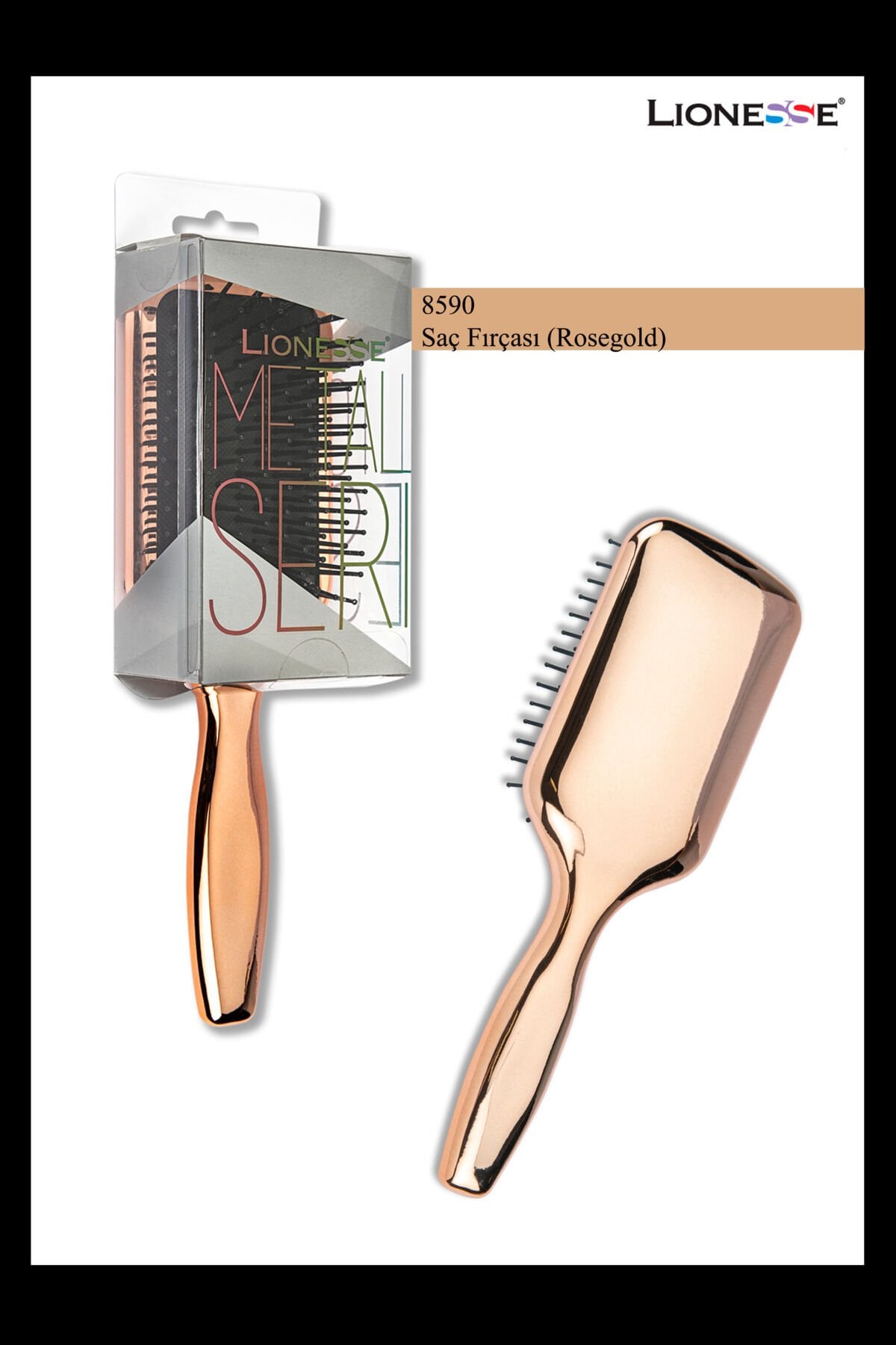 Metalik Saç Fırçası 8590 Rosegold - Geniş Yüzey, Kolay Tarama , Metalik Renk