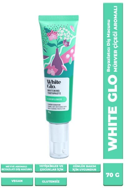 White Glo Glutensiz Vegan Diş Macunu Mürver Çiçeği Aromalı 70 G