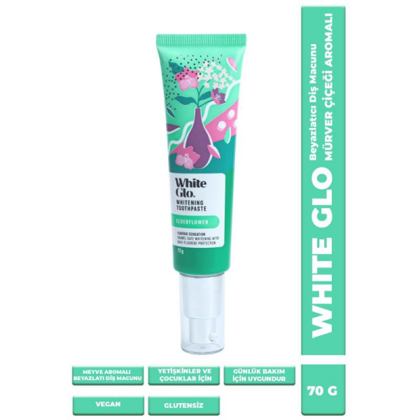 White Glo Glutensiz Vegan Diş Macunu Mürver Çiçeği Aromalı 70 G