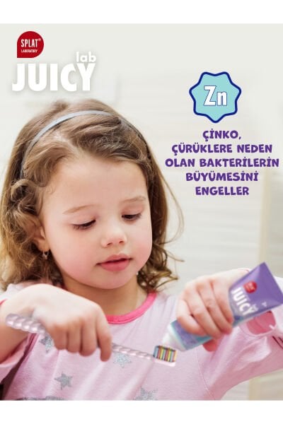 Splat Juicy Lab +3 Yaş Karpuzlu Çocuk Diş Macunu Renkli Simli Çürük Önleyici Doğal Macun