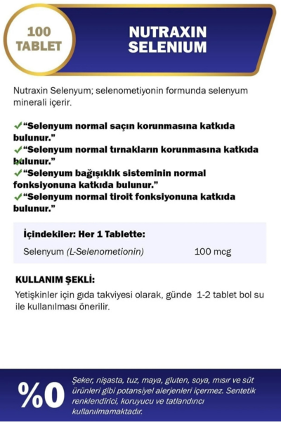 Nutraxin Selenium 100 mcg 100 Tablet - Selenyum Takviyesi
