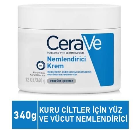 CeraVe Kuru Ciltler için Seramid & Hyalüronik Asit İçeren Nemlendirici Yüz ve Vücut Kremi 340gr