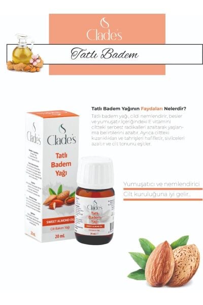 Clade's Tatlı Badem Yağı 20 ml - Cilt Bakım Yağı Sweet Almond Oil