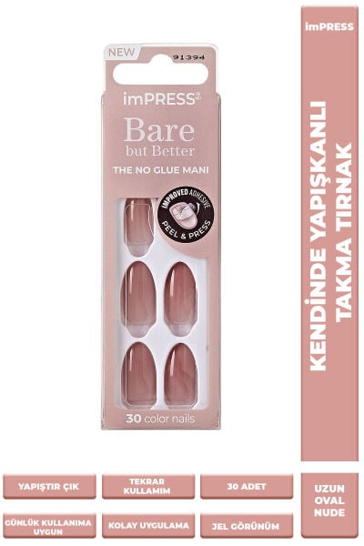Impress Kendinden Yapışkanlı Takma Tırnak Oval Uzun Nude Ombre