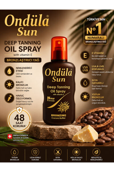 Ondüla Sun Kakao Yağlı Güneş Bronzlaştırıcı Spreyi 200 ml