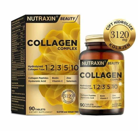 Nutraxin Collagen Beauty Complex 90 Tbl - Hidrolize Tip 1, 2, 3, 5, 10, Biotin, Zinc, Bakır, Hya,