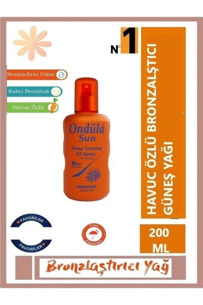 Ondüla Sun Havuç Yağlı Güneş Bronzlaştırıcı Sprey 200 ml