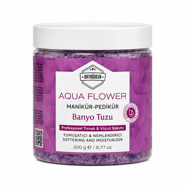 Bathqueen Aqua Flower Manikür Pedikür Banyo Tuzu 200gr (EPSOM SALT)