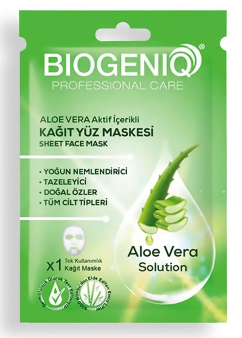 Biogeniq Aloe Vera Solution Tek Kullanımlık Kağıt Yüz Maskesi