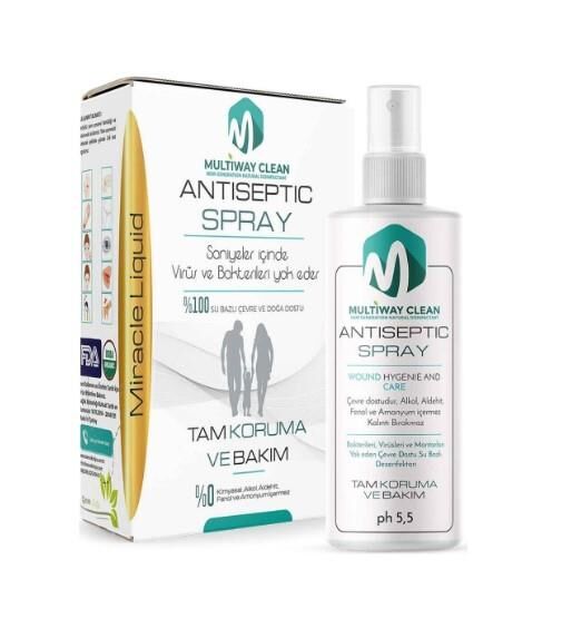 Multiway Clean %100 Doğal Ve Çevre Dostu Hocl Antiseptik Su Bazlı Temizlik Solüsyonu 100ml