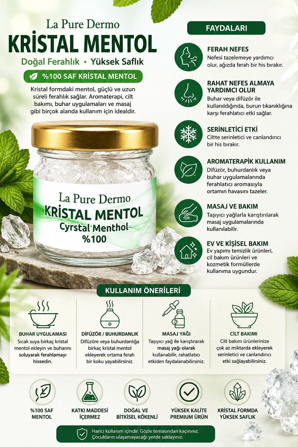 La Pure Dermo Saf Kristal Mentol 15 gr