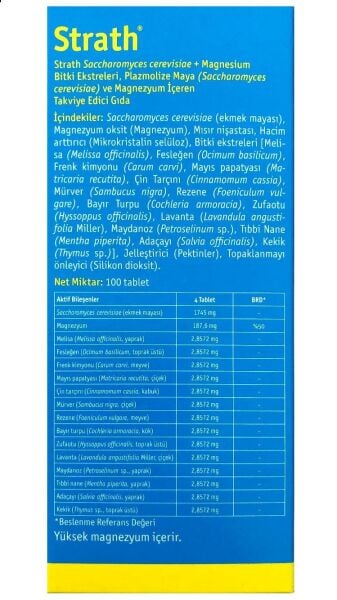 Strath Magnezyum Takviye Edici Gıda 100 Tablet
