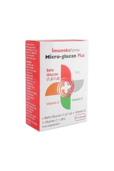 imuneks Micro-glucan Plus Beta Glukan Çinko D Vitamini C Vitamini 30 Kapsül