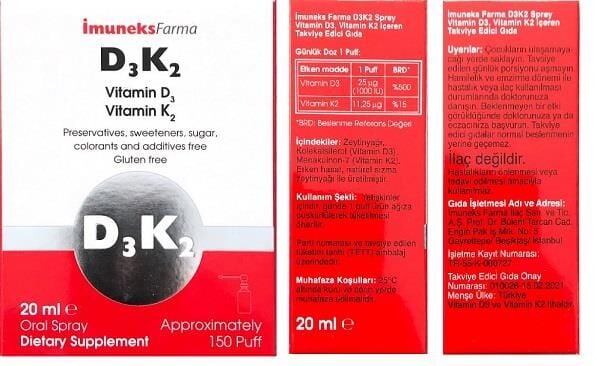 İmuneks D3k2 20ml Sprey