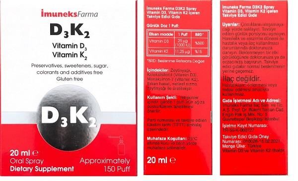 İmuneks D3k2 20ml Sprey