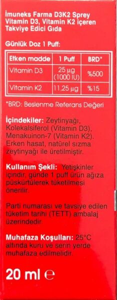 İmuneks D3k2 20ml Sprey