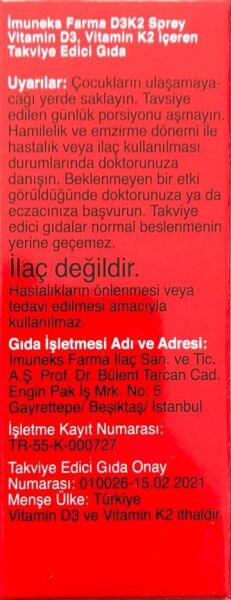 İmuneks D3k2 20ml Sprey