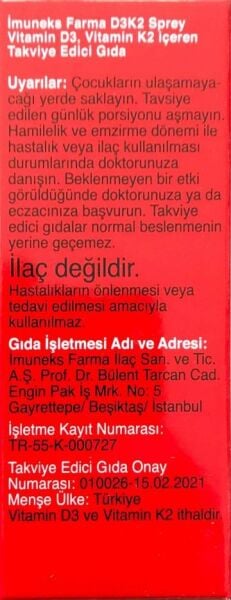 İmuneks D3k2 20ml Sprey
