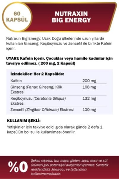 Nutraxin Big Energy Vitamin Takviyesi 60 Tablet