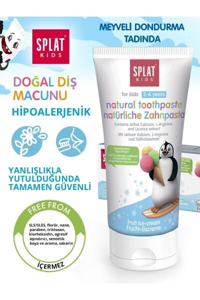 Splat Meyveli Dondurma Tadında 2-6 Yaş Çocuk Diş Macunu 50 Ml