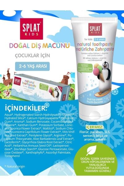 Splat Meyveli Dondurma Tadında 2-6 Yaş Çocuk Diş Macunu 50 Ml