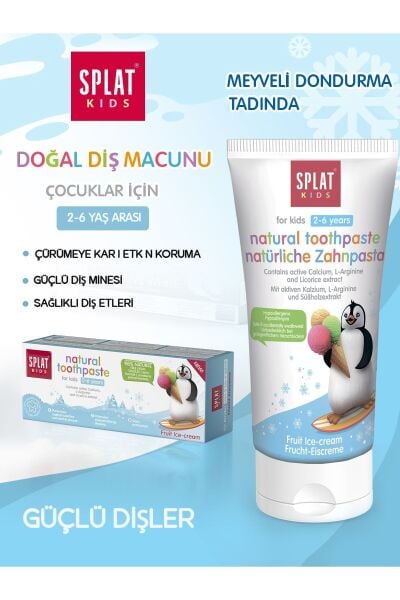 Splat Meyveli Dondurma Tadında 2-6 Yaş Çocuk Diş Macunu 50 Ml
